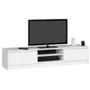 Image de Meuble TV pour salon AKORD Blanc 160 cm 2 portes façade Blanche 2 étagères 160x40x33 cm