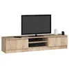 Image de Meuble TV pour salon AKORD Chêne Sonoma 160 cm 2 portes façade Chêne Sonoma 2 étagères 160x40x33 cm