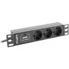 Image de Lanberg, Multiprise, PDU-03F-0200-BK Unité de distribution d'alimentation (PDU) 3 sorties AC 1U (3x, CEE 7/4, 2 m)