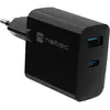 Image de Genesis Ladowarka sieciowa Natec Ribera Gan 1x USB-A + 1x USB-C 45W czarna (45 W, 2 ports), Chargeur USB, Noir
