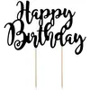 Image de Partydeco Cake Topper Happy Birthday Noir (1 pcs)