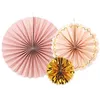 Image de 3 éventails déco rose or 13-25-32cm - partydeco rpk21