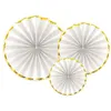 Image de 3 éventails déco blanc bord or 23-32-40cm - partydeco rpk19-008
