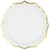 Image de Partydeco, Vaisselle de pique-nique, Assiettes en carton - Blanc avec bord doré 18cm (6 pcs.) (6x)