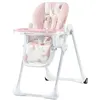 Image de Kinderkraft Chaise haute bébé YUMMY Plateau réglable Tablette amovible Roulettes - rose