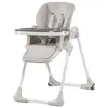 Image de Kinderkraft Chaise haute bébé YUMMY Plateau réglable Tablette amovible Roulettes - Gris