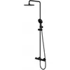 Image de Omnires, Pommeau de douche, Y Thermostat-Wandbrauseset mit Regenbrausekopf, mattschwarz (2 Types de jets)