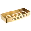 Image de Omnires, Rangement pour douche, Uni Badezimmerkorb, gebürstetes Gold (13 x 30 x 5 cm)