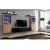 Image de Ensemble mural - Switch XIV - 4 vitrines - 1 banc TV - 2 étagères - Bois et noir - Modèle 1