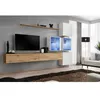 Image de Ensemble mural - Switch XIX - 4 vitrines - 2 bancs TV - 1 étagère - Bois et blanc - Modèle 1