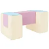 Image de 3 blocs en mousse rose bleu jaune pastel