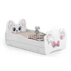 Image de Lit simple enfant PINK CAT 160 + tiroir de rangement avec matelas