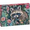 Image de Cherry Pazzi Puzzle da 1000 Pezzi - Raccoon in Flowers (1000 pièces)