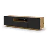 Image de Meuble TV bas universel AURA 150 cm à suspendre ou à poser Chêne artisan / noir mat sans LED