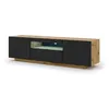 Image de Meuble TV bas universel AURA 150 cm à suspendre ou à poser Chêne artisan / noir mat avec LED