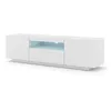 Image de Meuble TV bas universel AURA 150 cm à suspendre ou à poser Blanc mat avec LED