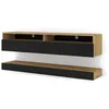 Image de Meuble TV Duo 160 cm suspendu Chêne Artisan / Noir Mat