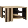 Image de Table basse CARDIGAN - Décor chene artisan et noir - L80 x P80 x H45 cm - Poignées en métal noir