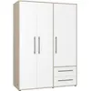 Image de Armoire chambre 3 portes AUCUNE MOKKARIS 144,4x58,8x200,1 cm chêne Sonoma blanc mat