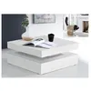 Image de table basse plateau rotatif - carré blanc brillant - 78 x 78 x 36 cm