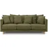 Image de Canapé fixe 4 places CONSTANCE - Tissu vert - Pied en bois massif - L 212 x H 87 x P 93 cm