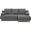Image de Canapé D'Angle Droit Convertible Mika 3 Places - Tissu Gris Clair - Coffre De Rangement - L218 X P98/145 X H84 Cm