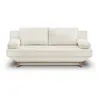 Image de Banquette convertible 3 places TEIJO - Tissu bouclette beige - Coffre de rangement - L187 x P91x H82 cm