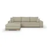 Image de Canapé d'angle convertible réversible + coffre de rangement - Tissu Beige - L 289 x P 94/188 x H 88 cm - INDIAN