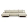 Image de Canapé panoramique convertible MIKA 6 places coffre Velours côtelé beige 313 x 145 cm