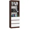 Image de Bibliothèque de bureau AKORD R60 Wengé 60 cm 3 tiroirs façade Blanche 3 étagères 60x35x180 cm