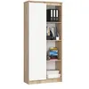 Image de Bibliothèque de bureau AKORD R80 Chêne Sonoma 80 cm 1 porte façade Blanche 8 étagères 80x35x180 cm