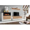 Image de Ensemble meuble TV mural et buffet cheminée Queens - L 290 x P 45 x H 150 cm - Blanc et beige