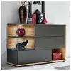Image de Buffet 3 portes & 3 niveaux "silk" 120cm gris & naturel