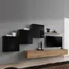 Image de Ensemble Meuble TV "Switch Lamel X" 330cm Naturel & Noir