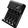Image de Chargeur de Piles Rechargeable AA / AAA Double Port USB Indicateur LED NiMH Green Cell Noir