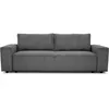 Image de Canapé convertible 3 places JOSH - Velours côtelé Anthracite - Coffre de rangement - L 197 x P 117 x H 65 cm