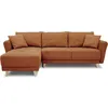 Image de Canapé d'angle convertible réversible 3-4 places CLAUDIUS - Tissu terracota - Coffre de rangement - L 244 x P 158 x H 95 cm