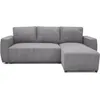 Image de Canapé d'angle convertible réversible 3-4 places PHARELL - Velours côtelé Anthracite - Coffre de rangement - L224 x P155 x H85 cm