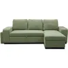 Image de Canapé d'angle convertible réversible VALDO 3/4 places - Tissu Vert - Tablette avec USB - Coffre + Pouf - L247xP143xH86 cm