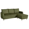 Image de Canapé d'angle fixe - 3 places - CHIPY - Tissu Lincoln Kaki - Pieds bois nature - 192 x 82 x 138 cm