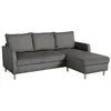 Image de Canapé d'angle fixe - 3 places - CHIPY - Tissu Lincoln Anthracite - Pieds bois nature - 192 x 82 x 138 cm
