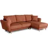 Image de Canapé d’angle convertible réversible CASAPY CLAUDIUS velours côtelé terracotta 244x158 coffre