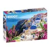 Image de Puzzle 1000 pièces Enjoy - Santorin Vue avec Fleurs, Grèce