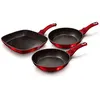 Image de Set de 2 Poêles à Frire 1 Grill Induction 20-24-28cm Aluminium, Antiadhésif Berlinger Haus Burgundy Rouge