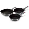 Image de Set de 2 Poêles à Frire 1 Grill Induction 20-24-28cm Aluminium, Antiadhésif Berlinger Haus Moonlight Gris
