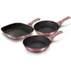 Image de Set de 2 Poêles à Frire 1 Grill Induction 20-24-28cm Aluminium, Antiadhésif Berlinger Haus I-Rose Rose