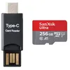 Image de Micro SD SDXC Sandisk ultra 256Go 256GB 256g TF carte 150MB/S, Classe 10, U1, A1 Adaptateur SD et lecteur MICRO SDXC TYPC C inclus
