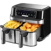 Image de Air Fryer Avec Double Compartiment, Friteuse Sans Huile 9L Avec 8 Programmes 2600W, Friteuse À Air Chaud