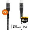 Image de Bluebuilt Usb C naar Lightning Kabel 1,5m Kevlar Zwart Duo Pack (1.50 m), Câble USB