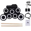 Image de Batterie électronique, portable électronique Roll Up Tambour, Tambour Pliante Portative avec Pédales et Baguettes pour Enfants,blanc